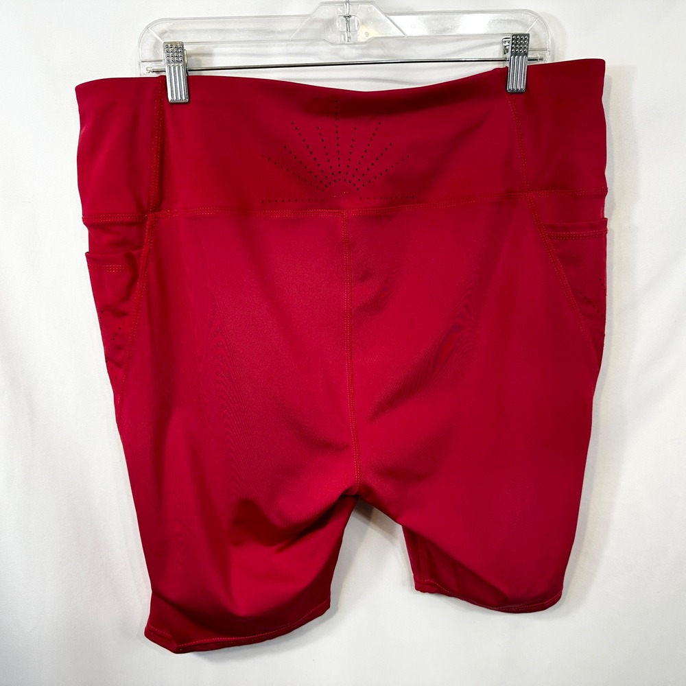 Adrienne Vittadini Sport Plus Size 3X Bik Shorts Red Athletic Side Pockets 343 - Picture 2 of 8